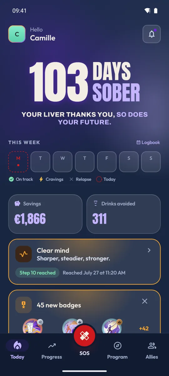 Qwit Alcohol — Your progress at a glance